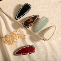 Barrettes à cheveux style rétro en acétate avec strass diamant et cristaux haut de gamme, pinces bec de canard à pression pour femmes et filles
