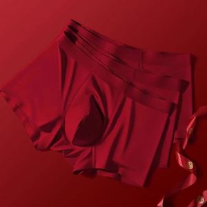 Boxer short homme rouge en modal sans couture, taille mi-haute, respirant et écologique, pour le Nouvel An chinois - Product Image 1