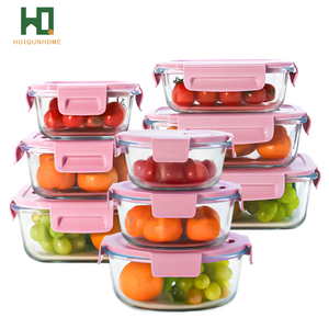 Tốt Nhất Bán Trái Cây Desser <span class=keywords><strong>Salad</strong></span> Glass Bữa Ăn Prep <span class=keywords><strong>Container</strong></span> Thủy Tinh Trong Suốt Bát Hộp Ăn Trưa Với Nắp Màu Hồng - Product Image 3