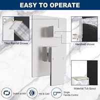 Robinet de douche à 3 voies en laiton massif nickel brossé Drettyer avec fonction de divertisseur et mélangeur d'équilibrage de pression