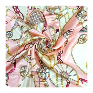 Tela satinada de seda de poliéster para vestido, estampado digital con diseños florales coloridos