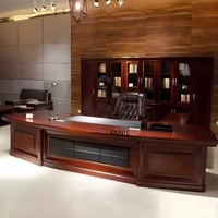 Bureau de direction moderne haut de gamme en placage de bois massif en forme de L avec armoire latérale et tiroirs mobiles