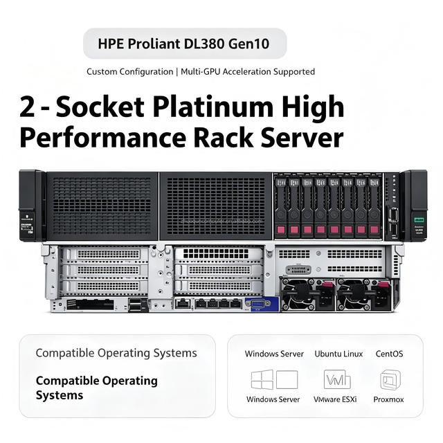 DL380 Gen10 X99 Rack Server Cloud Computing ERP Storage DDR4 Memory 6 PCIe Slots Stock Xeon Processor Servidor