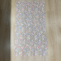 Tissu en maille brodé de fleurs 3D découpées au laser, orné de perles et de paillettes, design fantaisie CR164, prix direct usine pour robe de mariée