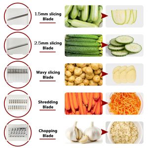 Essoreuse à salade manuelle multifonctionnelle en acier inoxydable à 5 lames, séchage rapide, pour fruits et légumes, avec râpe - Product Image 4