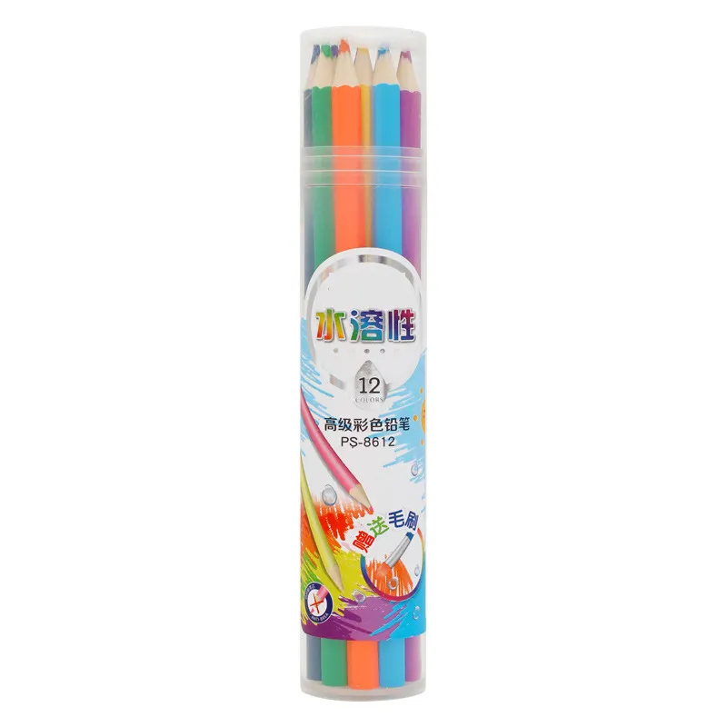 Kualitas Terbaik 12 18 24 warna pensil kayu kotak plastik pensil mewarnai untuk hadiah anak-anak