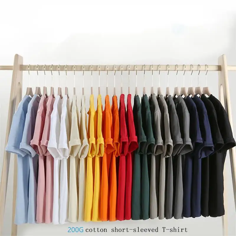 Hochwertige 100% Baumwolle 200GSM Nackenüberzug Übergröße schwergewicht individueller Druck einfarbig einfarbig Herren-T-Shirt für Unisex