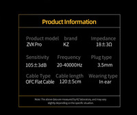KZ ZVX Pro earphone berkabel 1DD, earbud Bass HIFI dinamis, pengurang kebisingan olahraga panggilan dalam telinga