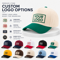 Casquette de baseball 100 % coton à cinq panneaux, bicolore, avec calotte rigide et boucle en cuivre tendance, ajustable par fermeture à pression