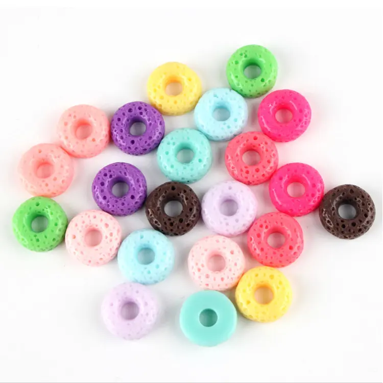 15Mm Yiwu Insheen Ambachtelijke Goedkope Prijs Eenvoudige Ronde Kunstmatige Granen Donut Hars Cabochon