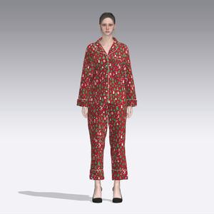 Pyjamas pour femmes Hot Fashion <span class=keywords><strong>Animal</strong></span> et fleur Satin soie femmes imprimé motif pyjamas - Product Image 3
