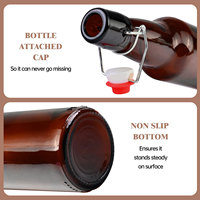 Bouteille de bière allemande à bouchon rabattable en verre Bouteilles de jus de fruits ambrées Bouteille de jus de liège avec logo personnalisé