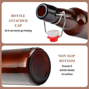 Bouteille de bière <span class=keywords><strong>allemande</strong></span> à bouchon rabattable en verre Bouteilles de jus de fruits ambrées Bouteille de jus de liège avec logo personnalisé - Product Image 5