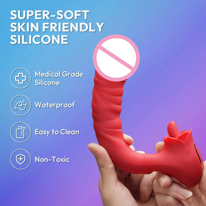 Rosen-Sexspielzeug Zungen-Vibrator Weiblicher Nippel- und Vaginal-Klitoris-Stimulator G-Punkt-Stoßdildo Vibrator für Frauen - Product Image 2