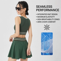 Jupe de tennis plissée taille haute pour femme, jupe-short athlétique à séchage rapide et respirante avec empiècements contrastants, mini-jupe de golf