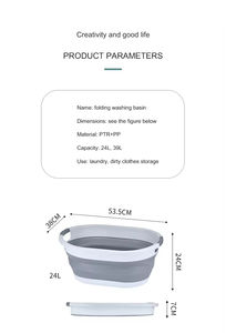 <span class=keywords><strong>Baignoire</strong></span> pliable pour bébé et animaux de compagnie, panier à linge pliable en plastique, seau multifonction pour trempage des pieds avec poignée, écologique - Product Image 3