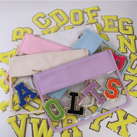 En stock, multicolores, 8 cm, lettres brodées en chenille PVC thermocollantes, alphabet pailleté pour vêtements et chapeaux