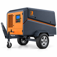 Compresseur d'air diesel portable 55 kW 10 bars, compresseur à vis rotatif remorquable pour le sablage industriel et le nettoyage de surfaces