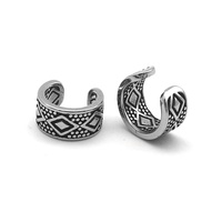 Yuenique Manchette d'oreille personnalisée pour homme en acier inoxydable 316L hypoallergénique, motif géométrique diamant tribal, large, sans perçage, à clip, style vintage