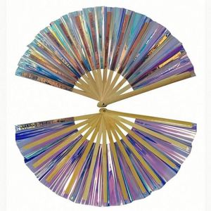 Éventail Pliant en Bambou Holographique Laser 33cm – Artisanat Peint Portable pour Mariage et Décoration Intérieure – Vente Flash - Product Image 2