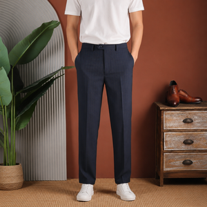<span class=keywords><strong>Pantaloni</strong></span> Eleganti da Uomo <span class=keywords><strong>Grigio</strong></span> Tie-Dye a Gamba Dritta in Tessuto Pettinato Stile Italiano - Business-Casual, Formali, per Ufficio, Matrimonio, Gala - Product Image 1