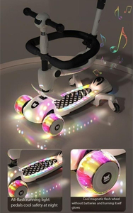 <span class=keywords><strong>Trottinette</strong></span> 5 en 1 pour enfants avec roues lumineuses LED et plateau pliable, <span class=keywords><strong>trottinette</strong></span> à pousser pour enfants avec poignée - Product Image 3