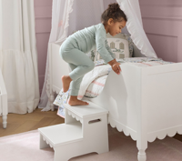 Marchepied en bois festonné pour cuisine, style Montessori, avec poignée et double échelle pour les tout-petits de 3 ans et plus