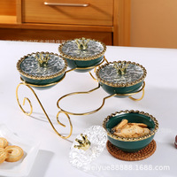 Assiette en céramique minimaliste de style européen, plat à noix et à collations, cadeau d'affaires, plateau à fruits créatif, support en fer, pour café et pâtisseries