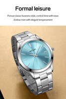 1096 Montre de luxe pour homme, tendance, simple, étanche, en acier inoxydable, double bouton, étanche 3ATM, mouvement à quartz