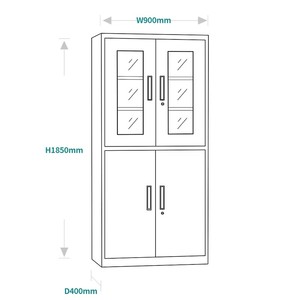 Metal File <b>Cabinet</b> with Lock Large Capacity Adjustable Shelves Furniture and Glass Door Elegant Design for School Home Office - Product Image 6
