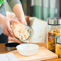 Grand récipient alimentaire avec couvercle en acier inoxydable, hermétique et étanche, de qualité cuisine, en vrac, pot rond de conservation sous vide pour la maison