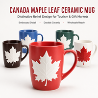 Souvenirs touristiques du Canada, tasses en céramique avec motif feuille d'érable pour cadeaux en gros, disponibles en plusieurs couleurs, personnalisation OEM ODM