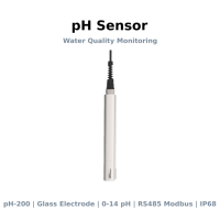 Sensor pH Online PH-200 Elektroda Kaca 0-14pH RS485 Modbus IP68 Pemantauan Air Limbah Air Permukaan Industri Akuakultur