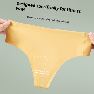Culotte string invisible pour <span class=keywords><strong>femme</strong></span>, respirante, sans couture, anti-camel toe, taille basse, en soie glacée - Product Image 4
