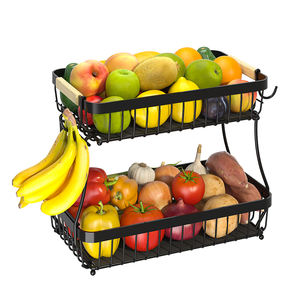 Canasta de Alambre Rectangular Metálica Desmontable, Moderna y Ecológica, Soporte de Cocina para Encimera, para Almacenamiento de Pan, Frutas y Verduras - Product Image 1