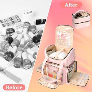 Échantillon gratuit Grande trousse de toilette en nylon résistant à l'eau pour femmes Organisateur cosmétique avec logo personnalisable - Product Image 5