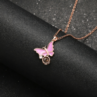 Collier de projection photo avec pendentif papillon en émail, disponible en Or, Or rose, Argent, Noir, Rose, Blanc, avec image cachée, Cadeau Je t'aime