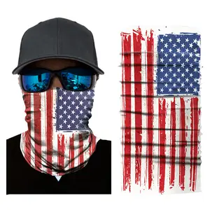 Atacado bandana design americano-Bandana digital estampada sem costura, lenço esportivo para ciclismo, proteção contra o sol, tubular, bandeira americana, 2022