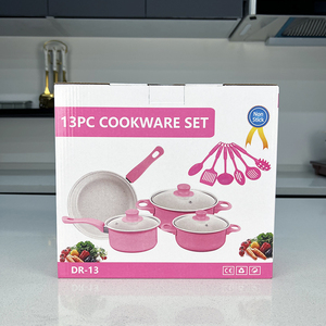 <span class=keywords><strong>Set</strong></span> di Pentole da Cucina in <span class=keywords><strong>Pietra</strong></span> Medica 13 Pezzi Antiaderente con Coperchio in Vetro e Confezione Regalo - Product Image 5