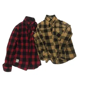 Apparel Manufacture second hand bulk clothing plaid England style used clothes check shirts for men ladies
