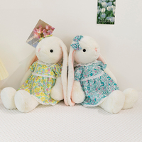 Ensemble de jouets en peluche lapin robe florale-Lapins blancs avec longues oreilles et nœuds papillon, plusieurs tailles pour filles et cadeaux jouets en peluche
