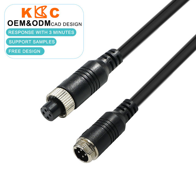 4-Pin Aviation Coiled Trailer Cable for RV Backup Camera Heavy Duty Spiral Extension Cord Rearview System Video Connector Cable