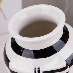 रेडीको काले सफेद धारीदार धनुष सिरेमिक vase सेट आधुनिक सजावटी vase कस्टम सिरेमिक फूल vase घर सजावट टेबल सेंटरपीस - Product Image 4