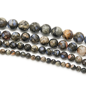 Perles rondes en pierre précieuse naturelle de haute qualité, bleu pailleté, modèle 0062, <span class=keywords><strong>Glaucophane</strong></span>, pour la fabrication de bijoux et de bracelets - Product Image 1