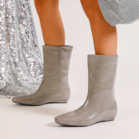 Bottines à talon compensé caché pour femme, bout pointu, en cuir, style western, 3 couleurs