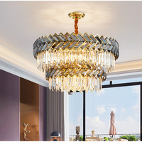 Lustre moderne pour hôtel, lampe de salon, cuisine, suspension en cristal gris, éclairage suspendu E14