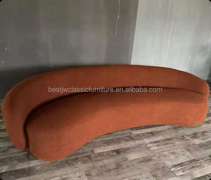 Canapé modulaire incurvé en tissu <span class=keywords><strong>orange</strong></span> moderne, rembourrage en peluche, sectionnel pour salon contemporain, design <span class=keywords><strong>scandinave</strong></span>, utilisation hôtelière - Product Image 2