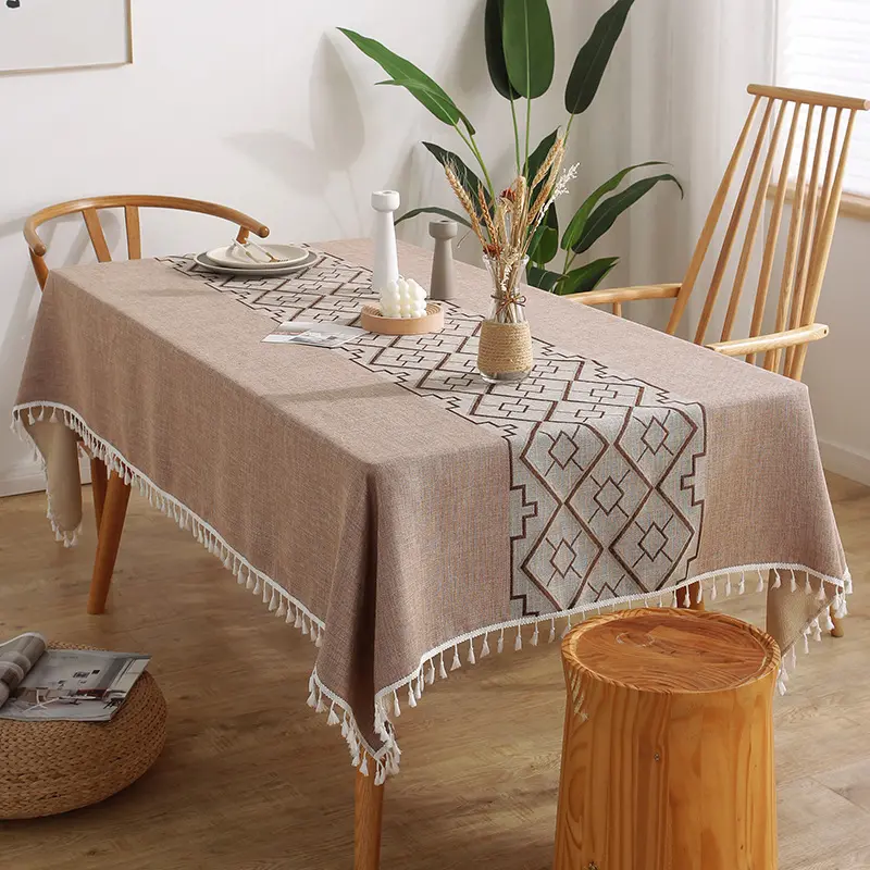 European style minimalist cotton linen fabric home hotel dining coffee table cloth