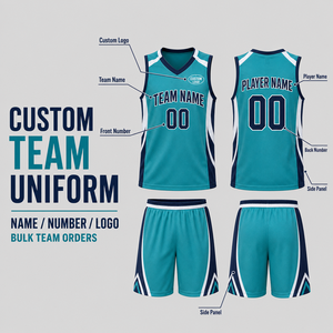 Aangepaste jeugdbasketbaluniform, ademende mesh-set met V-hals, mouwloos shirt en shorts voor junioren basketbaltoernooien - Product Image 6