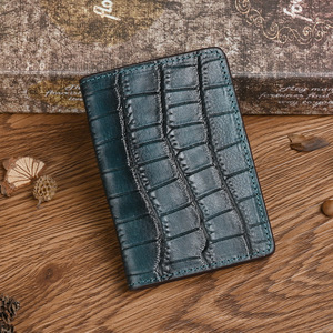 Porte-cartes Ando Bag en cuir véritable, portefeuille vintage à double pli avec motif croco et poche à monnaie - Product Image 4